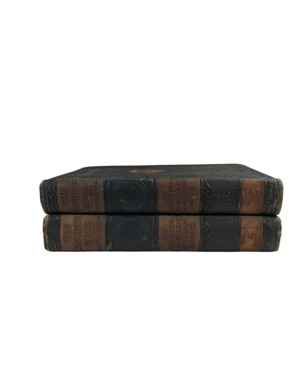 The Source Book Encyclopedic Volumes I & II Green Leather Bound 1924 Perpetual